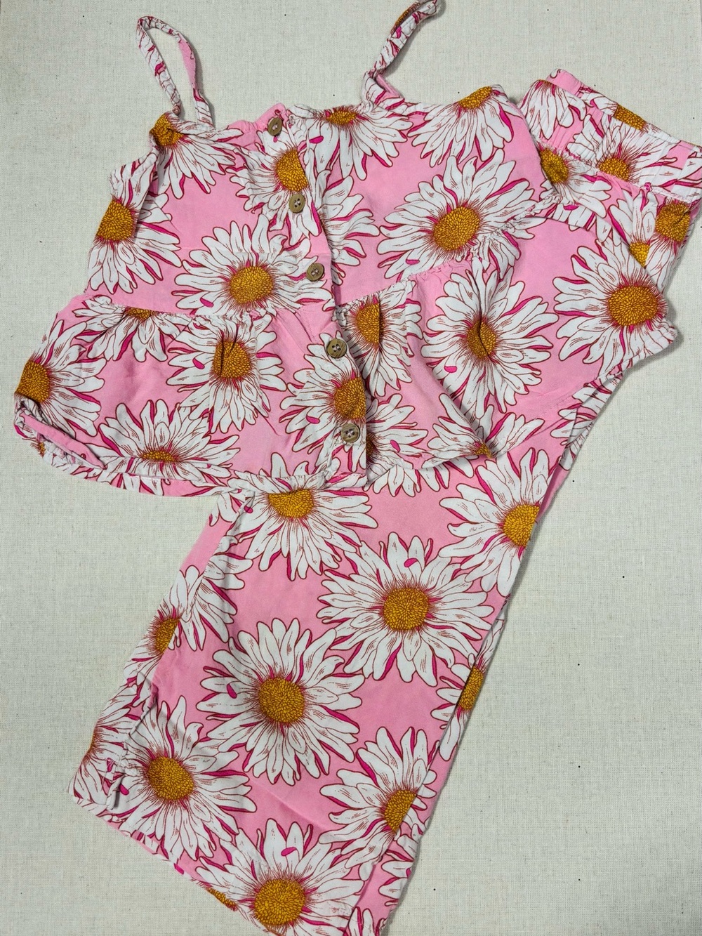 H&M Pink Daisy Print Set with Yellow Centers
